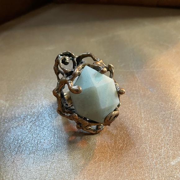 Rare Mania Mania bronze amazonite immortals brutalist stone crystal quartz ring - Picture 5 of 14